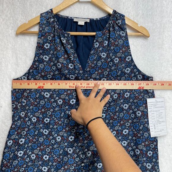 Outerknown Arlyn Top S Floral Sleeveless Blouse Dark Navy Blue Boho Summer - Picture 4 of 7